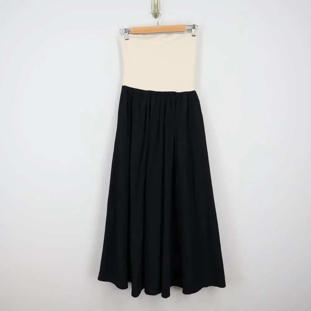J.Crew Strapless Colorblock Midi Mixy Dress Natural Black Size Small NWT - Picture 2 of 8